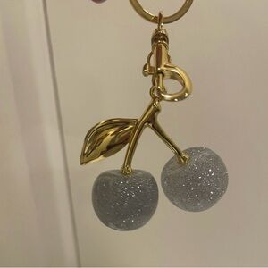 Elegant Silver And Gold Cherry Keychain Charm